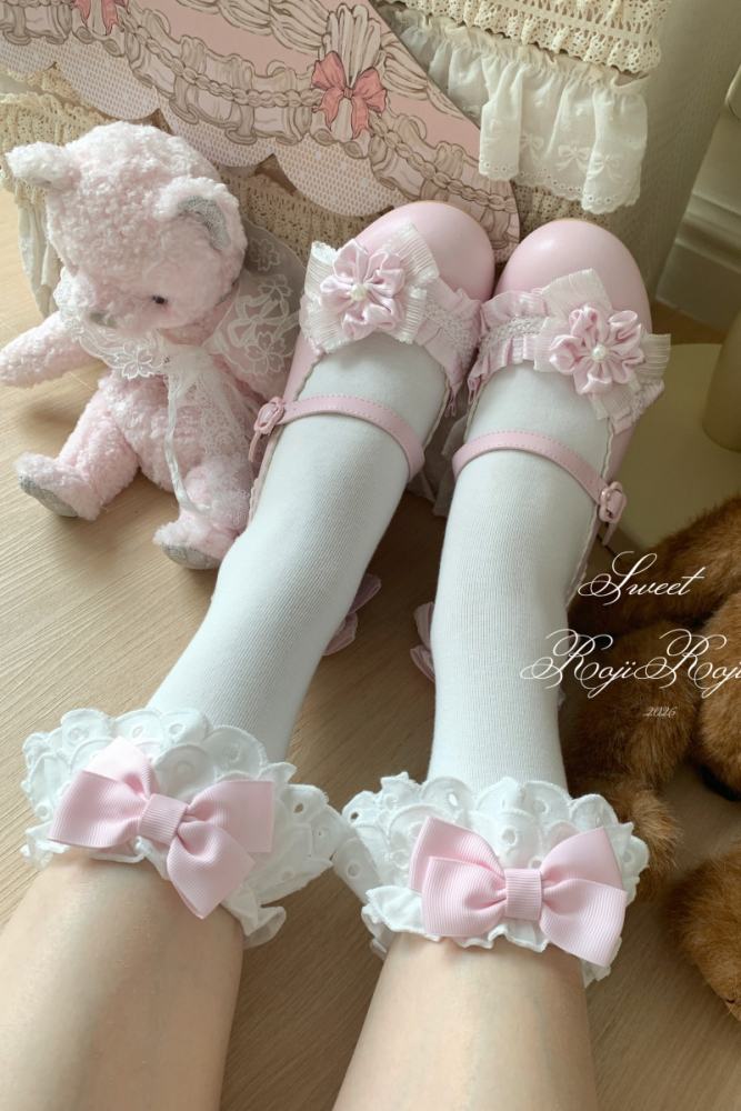 Roji Rose Tea Party Cotton Lolita Calf Socks