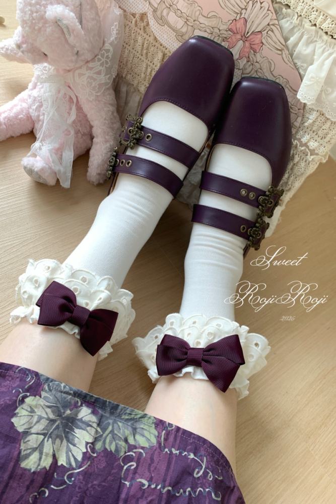 Roji Rose Tea Party Cotton Lolita Calf Socks