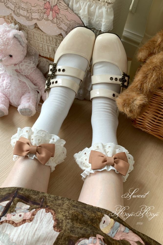 Roji Rose Tea Party Cotton Lolita Calf Socks