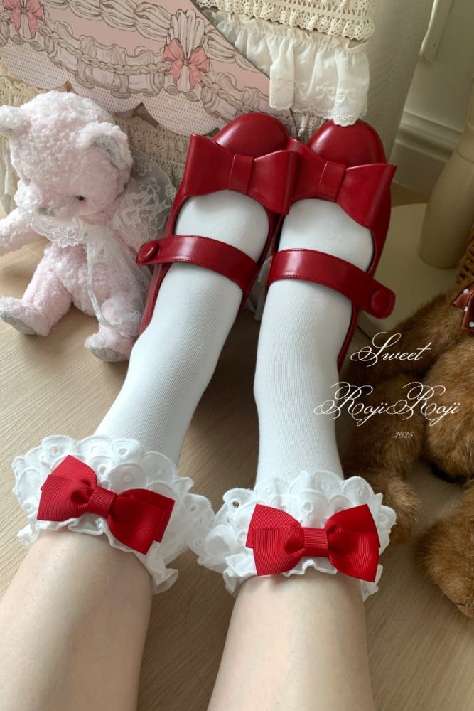 Roji Rose Tea Party Cotton Lolita Calf Socks
