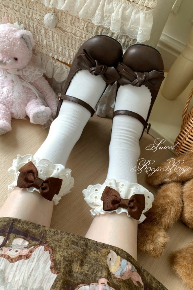 Roji Rose Tea Party Cotton Lolita Calf Socks