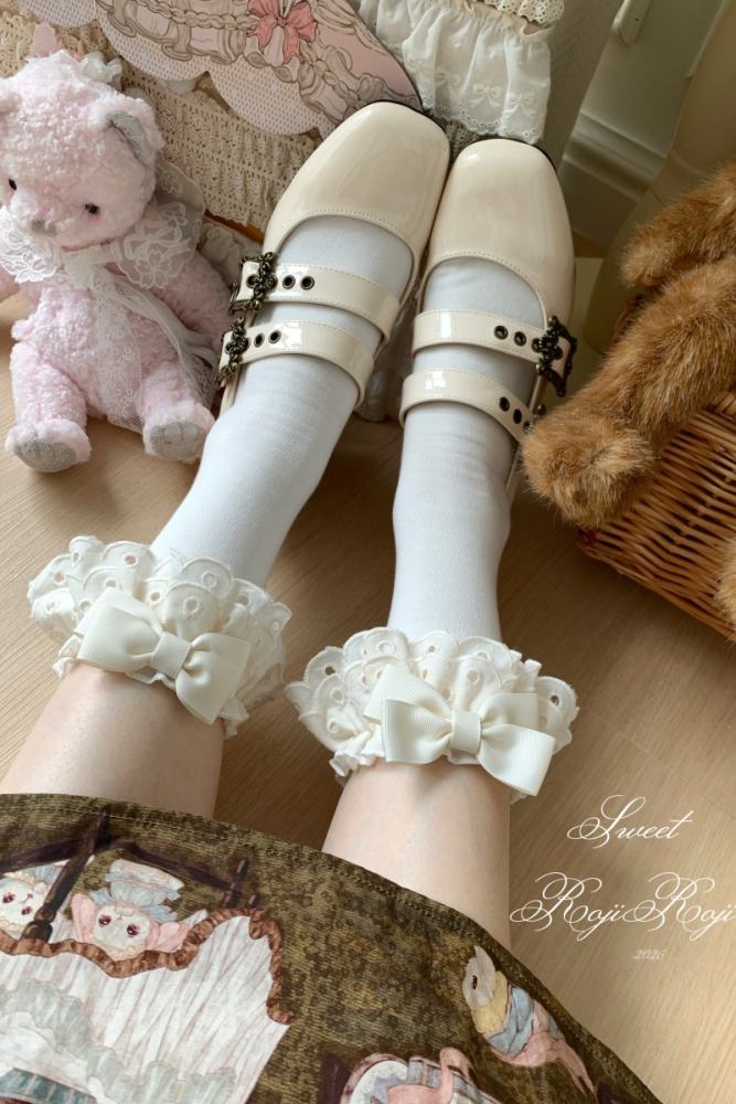 Roji Rose Tea Party Cotton Lolita Calf Socks