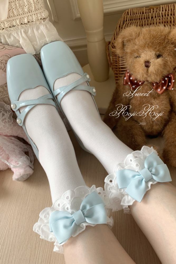 Roji Rose Tea Party Cotton Lolita Calf Socks
