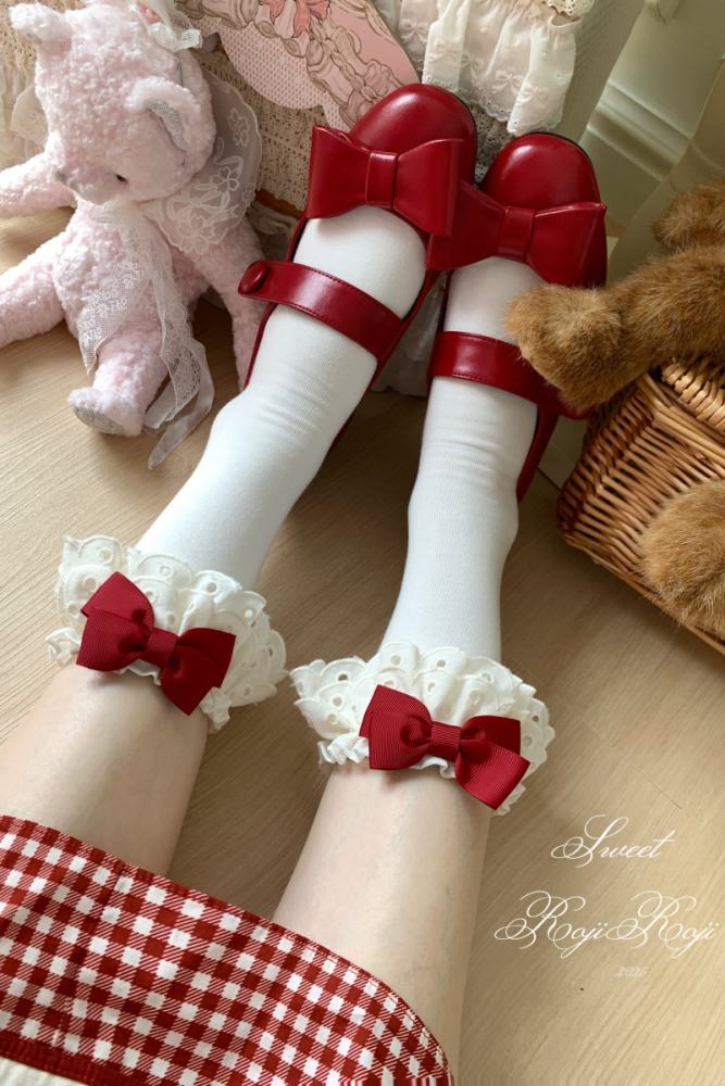 Roji Rose Tea Party Cotton Lolita Calf Socks