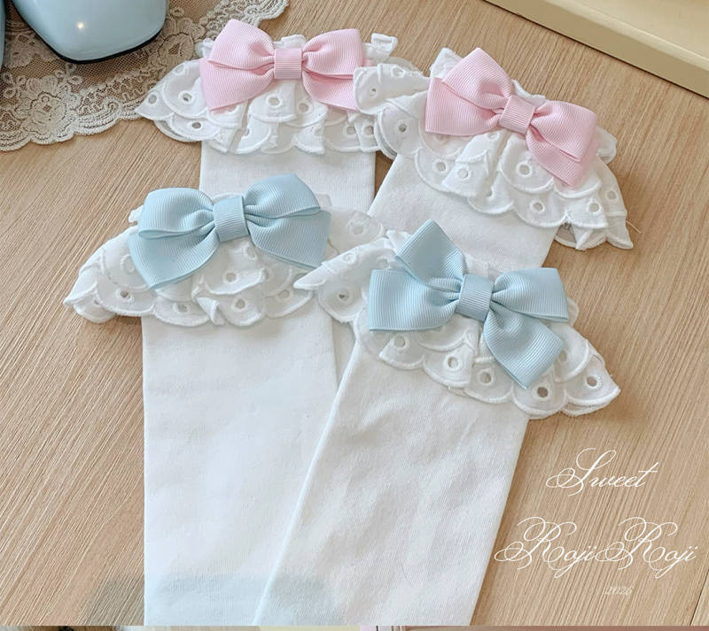 Roji Rose Tea Party Cotton Lolita Calf Socks