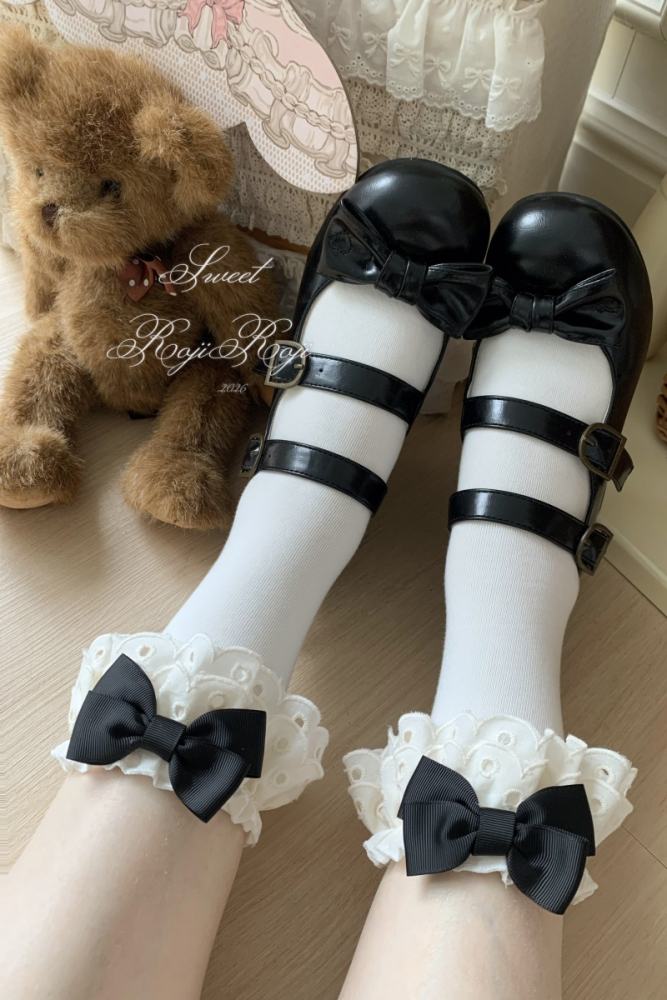 Roji Rose Tea Party Cotton Lolita Calf Socks