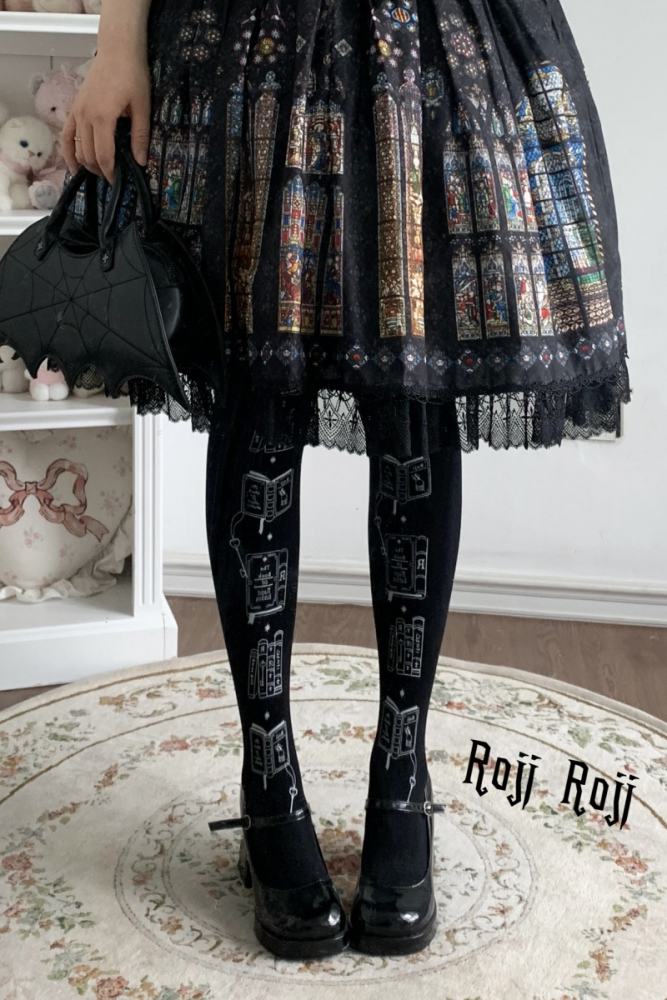 Roji Magic Bookshelf Lolita Prints Pantyhose 3 Colors