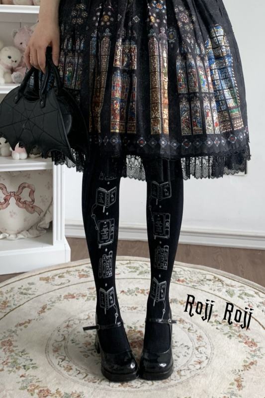 Roji Magic Bookshelf Lolita Prints Pantyhose 3 Colors