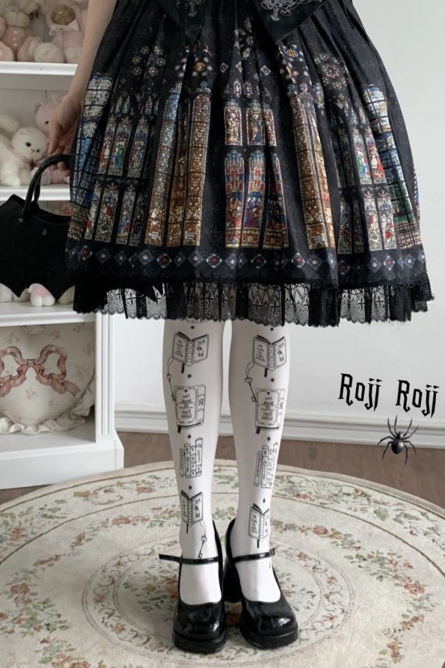 Roji Magic Bookshelf Lolita Prints Pantyhose 3 Colors