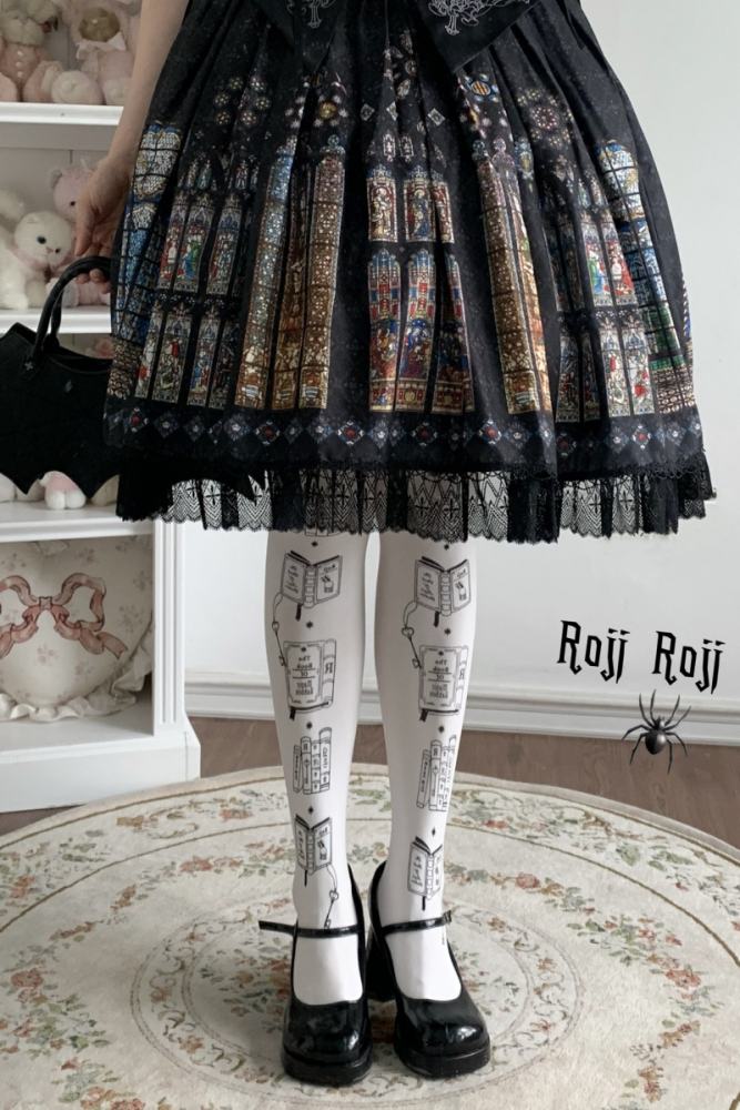 Roji Magic Bookshelf Lolita Prints Pantyhose 3 Colors