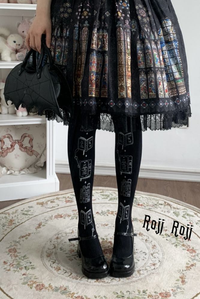 Roji Magic Bookshelf Lolita Prints Pantyhose 3 Colors