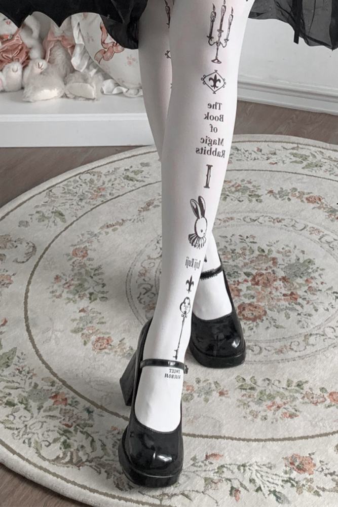 Roji Magic Rabbit Velvet Lolita Prints Tights 3 Colors