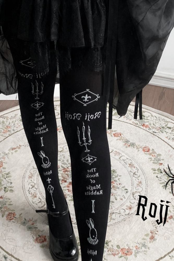 Roji Magic Rabbit Velvet Lolita Prints Tights 3 Colors