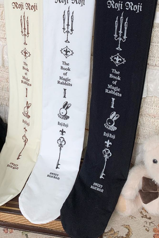 Roji Magic Rabbit Velvet Lolita Prints Tights 3 Colors