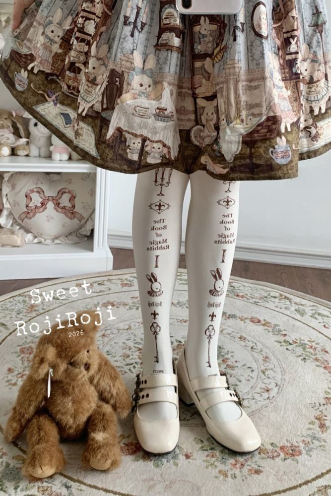 Roji Magic Rabbit Velvet Lolita Prints Tights 3 Colors
