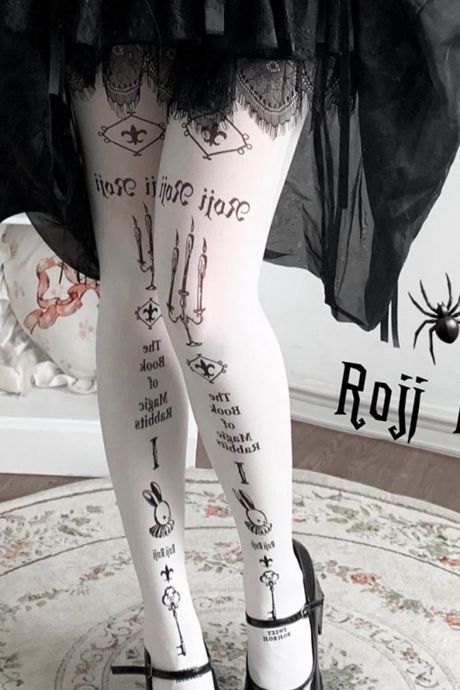Roji Magic Rabbit Velvet Lolita Prints Tights 3 Colors