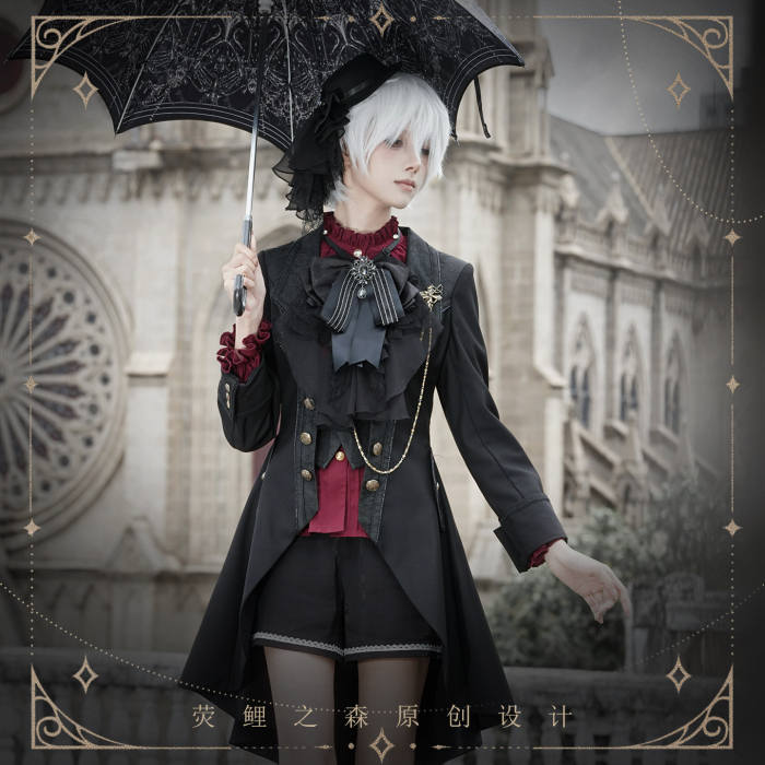 Chapter Seven Ouji Lolita Coat Blouse Bib Collar and Hat