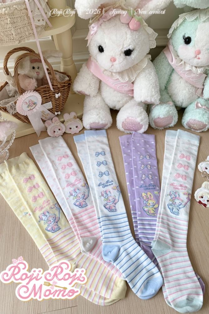 Roji and Momo Prints Lolita Above Knee-high Socks 5 Colors