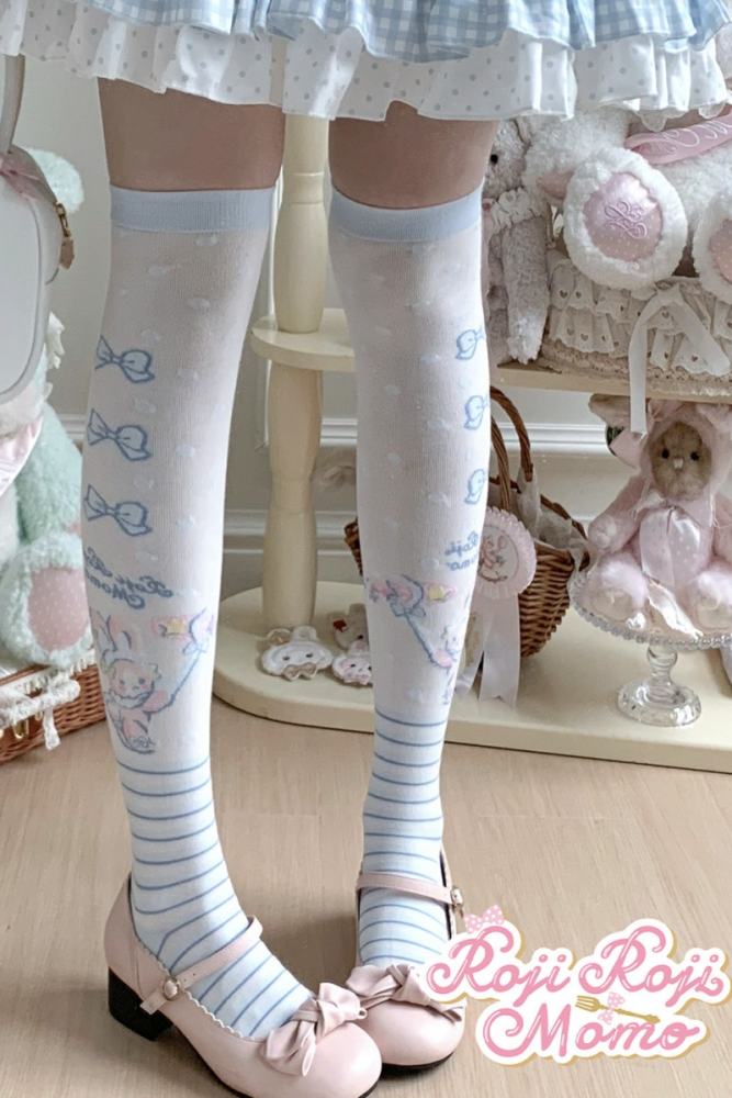 Roji and Momo Prints Lolita Above Knee-high Socks 5 Colors