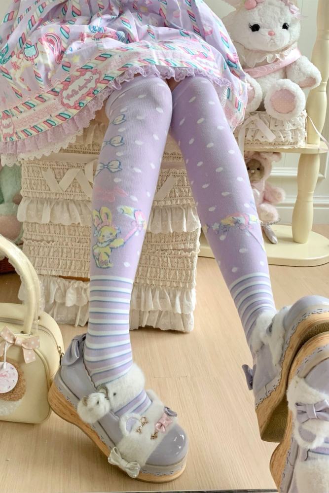 Roji and Momo Prints Lolita Above Knee-high Socks 5 Colors