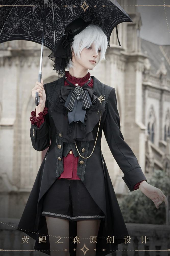 Chapter Seven Ouji Lolita Coat Blouse Bib Collar and Hat
