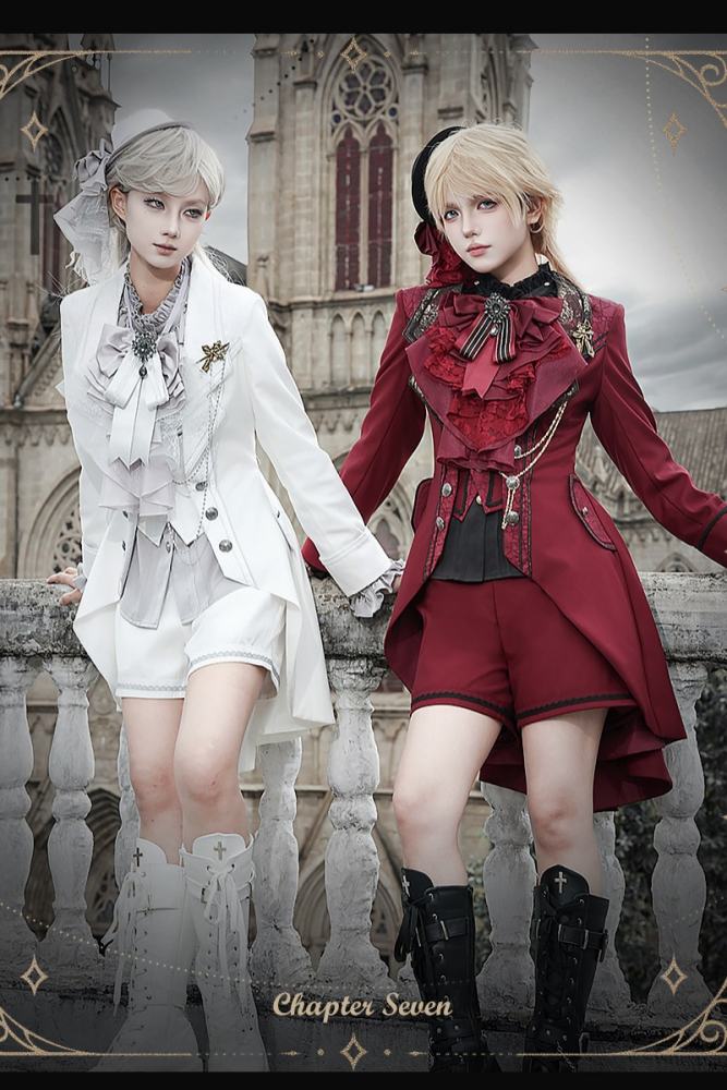 Chapter Seven Ouji Lolita Coat Blouse Bib Collar and Hat