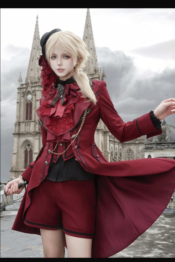 Chapter Seven Ouji Lolita Coat Blouse Bib Collar and Hat