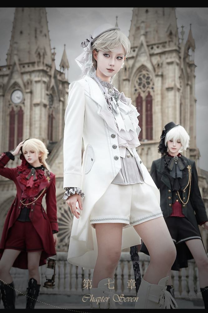 Chapter Seven Ouji Lolita Coat Blouse Bib Collar and Hat