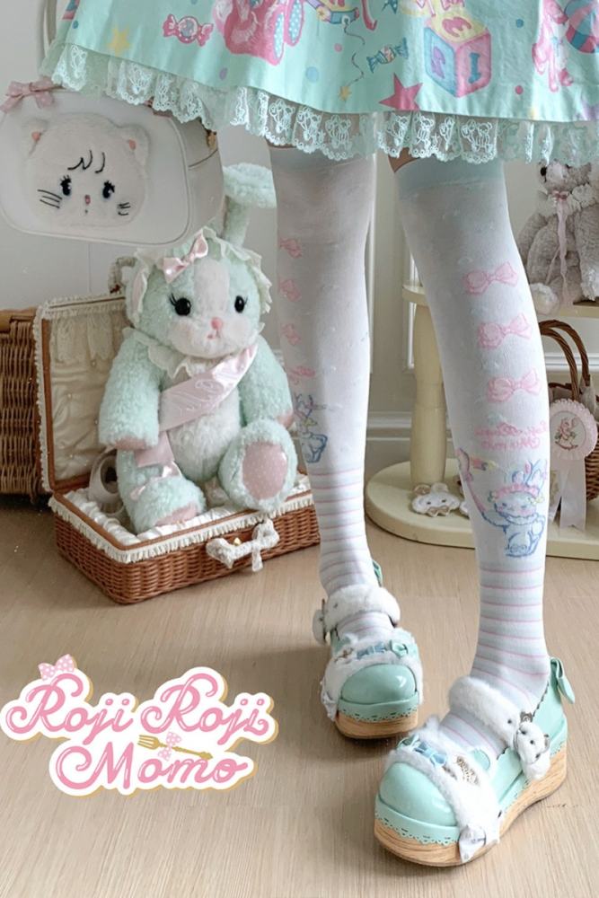 Roji and Momo Prints Lolita Above Knee-high Socks 5 Colors