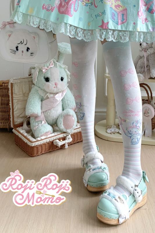 Roji and Momo Prints Lolita Above Knee-high Socks 5 Colors
