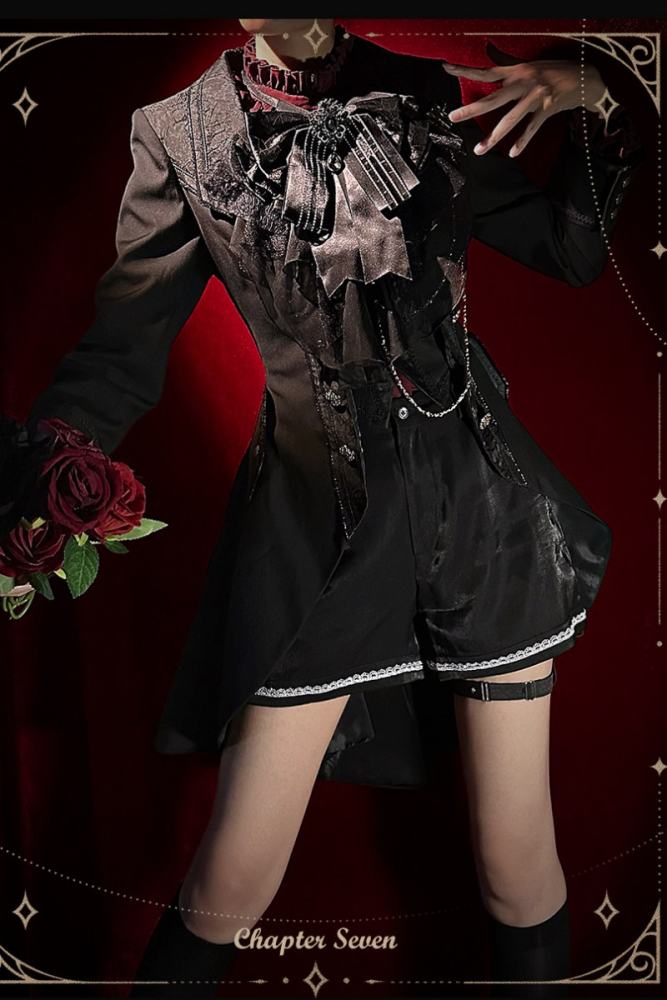 Chapter Seven Ouji Lolita Coat Blouse Bib Collar and Hat