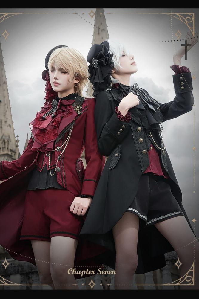 Chapter Seven Ouji Lolita Coat Blouse Bib Collar and Hat