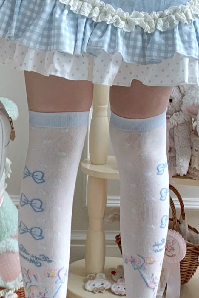 Roji and Momo Prints Lolita Above Knee-high Socks 5 Colors