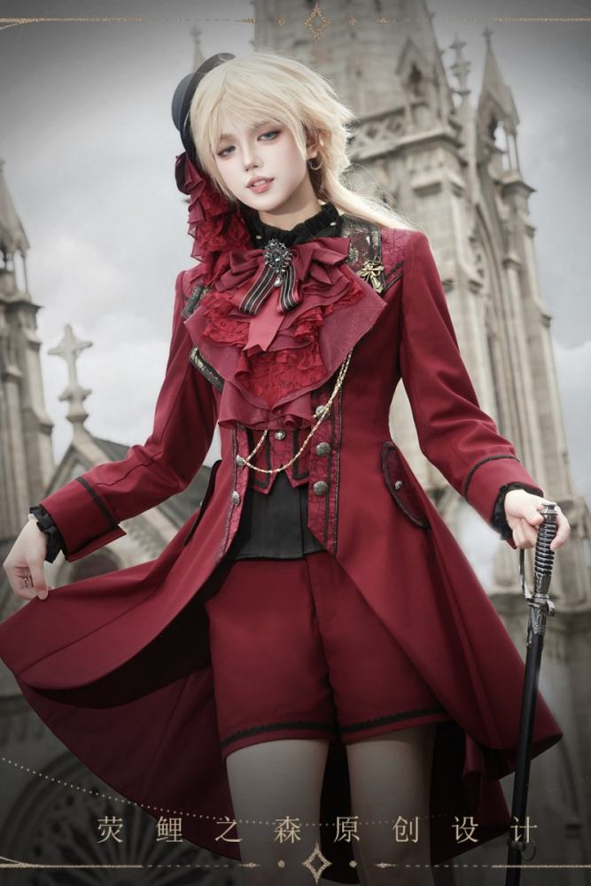 Chapter Seven Ouji Lolita Coat Blouse Bib Collar and Hat