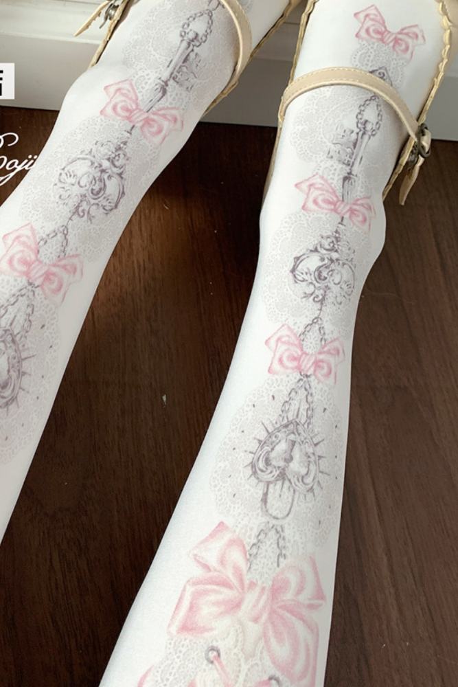 Roji Heart Lock Velvet Lolita Prints Tights