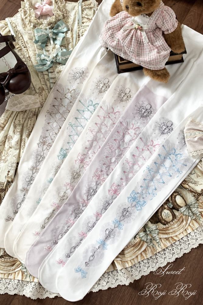 Roji Heart Lock Velvet Lolita Prints Tights