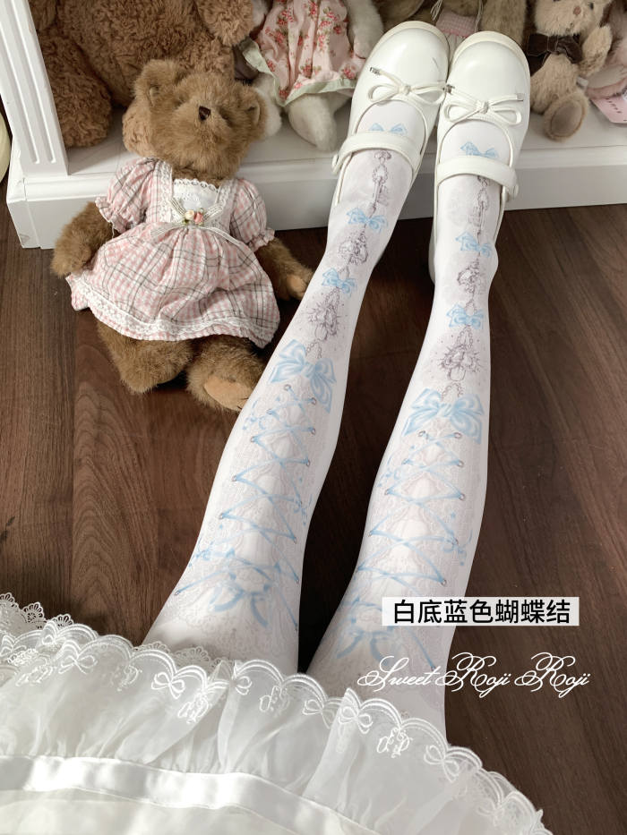 Roji Heart Lock Velvet Lolita Prints Tights