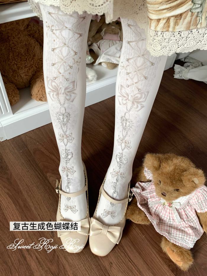 Roji Heart Lock Velvet Lolita Prints Tights