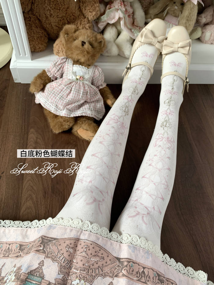 Roji Heart Lock Velvet Lolita Prints Tights