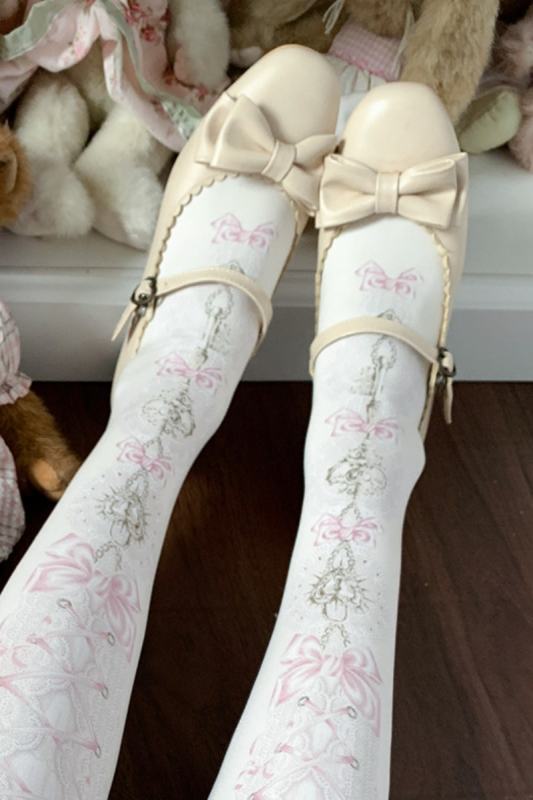 Roji Heart Lock Velvet Lolita Prints Tights