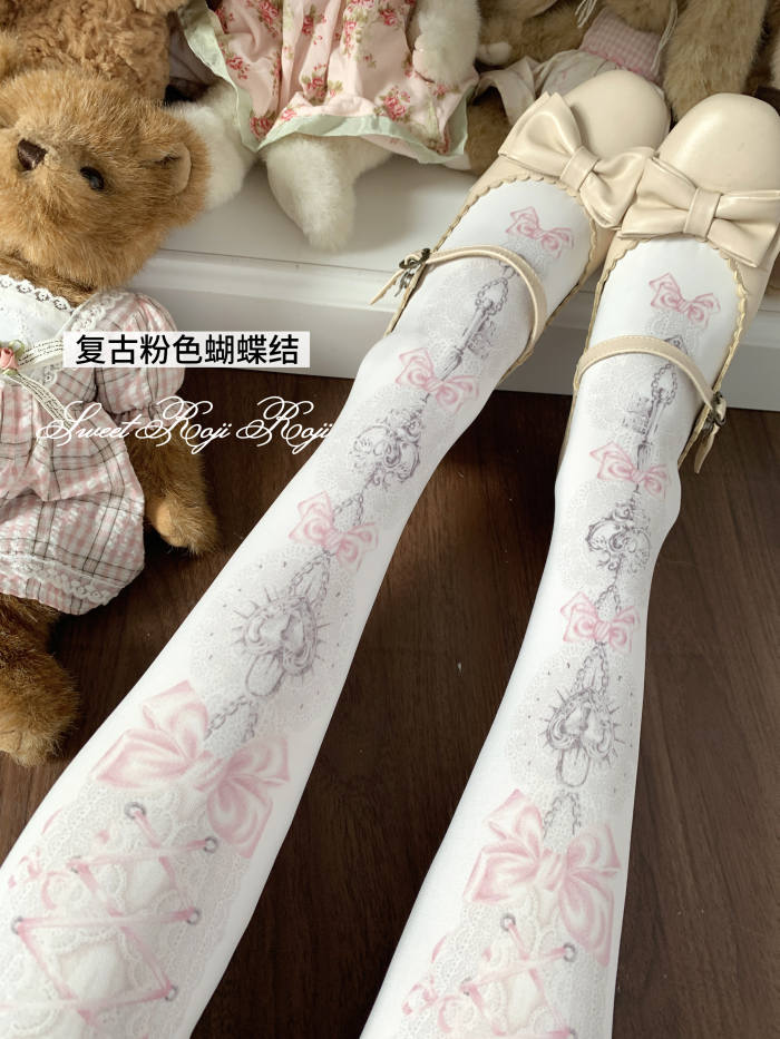 Roji Heart Lock Velvet Lolita Prints Tights