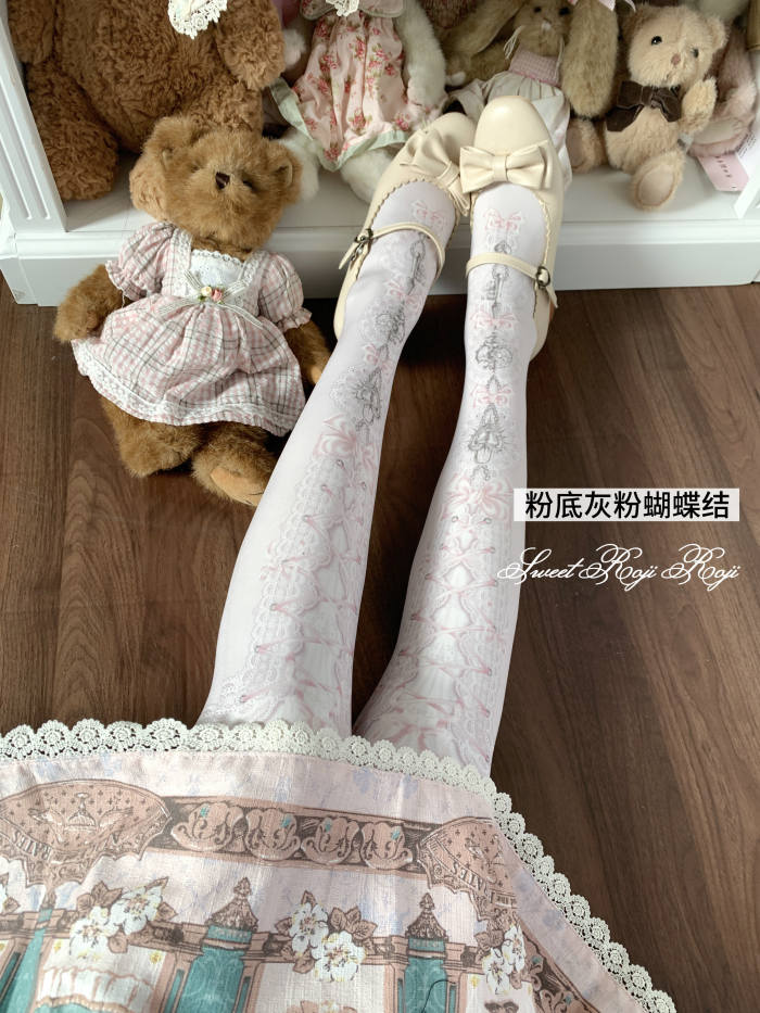 Roji Heart Lock Velvet Lolita Prints Tights
