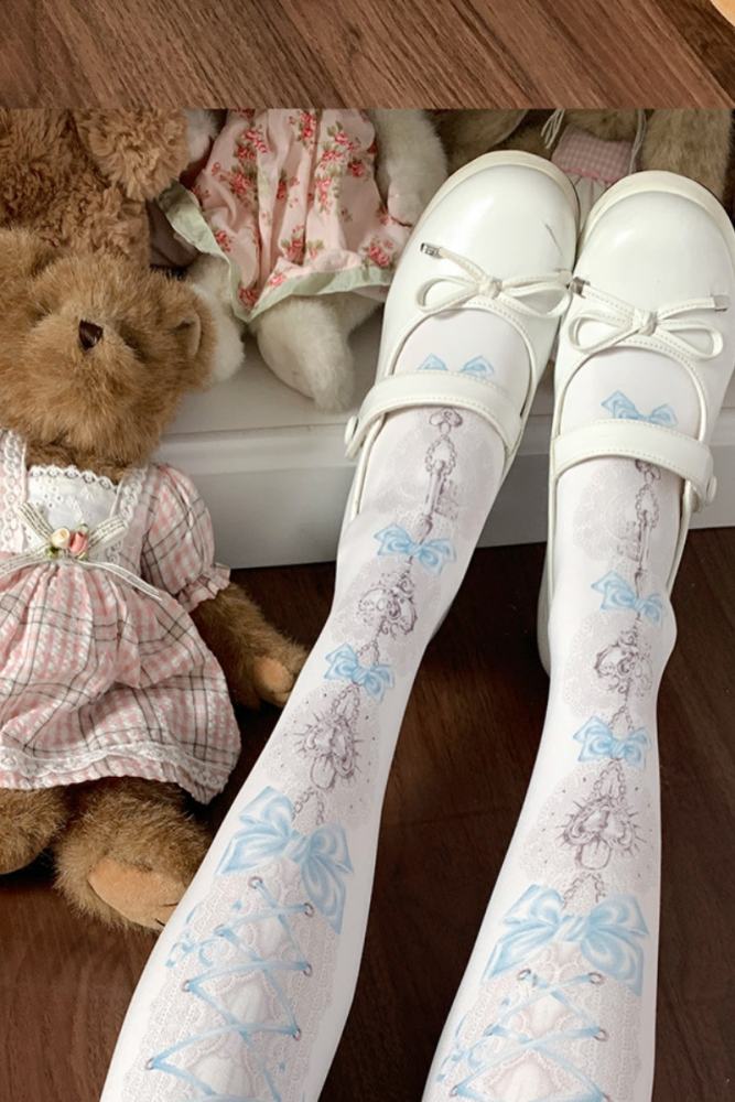 Roji Heart Lock Velvet Lolita Prints Tights