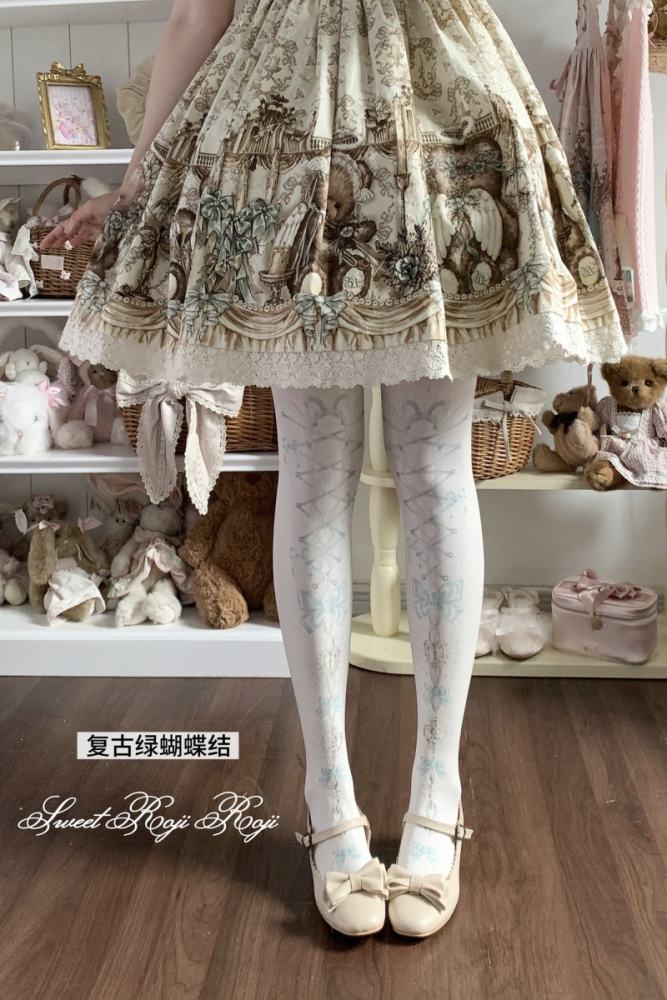 Roji Heart Lock Velvet Lolita Prints Tights