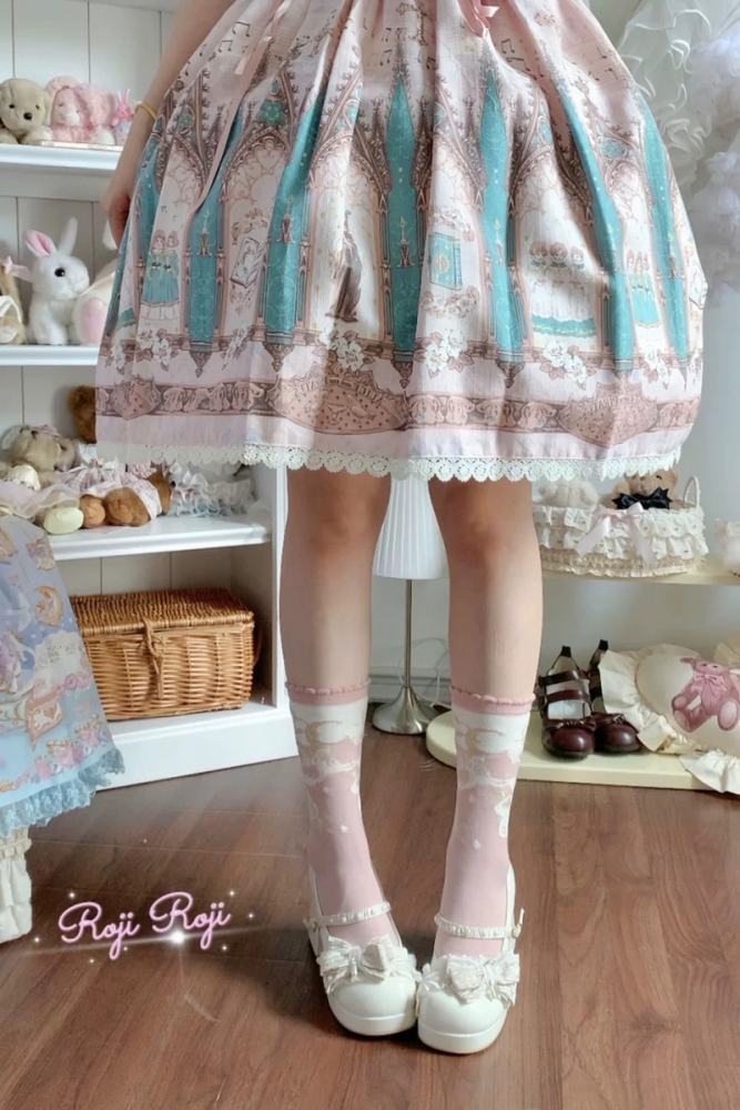 Roji Star and Moon Cotton Lolita Calf Socks 3 Colors