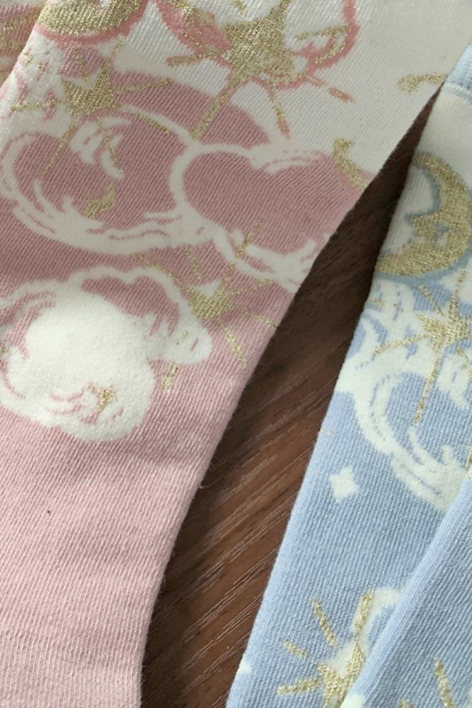 Roji Star and Moon Cotton Lolita Calf Socks 3 Colors