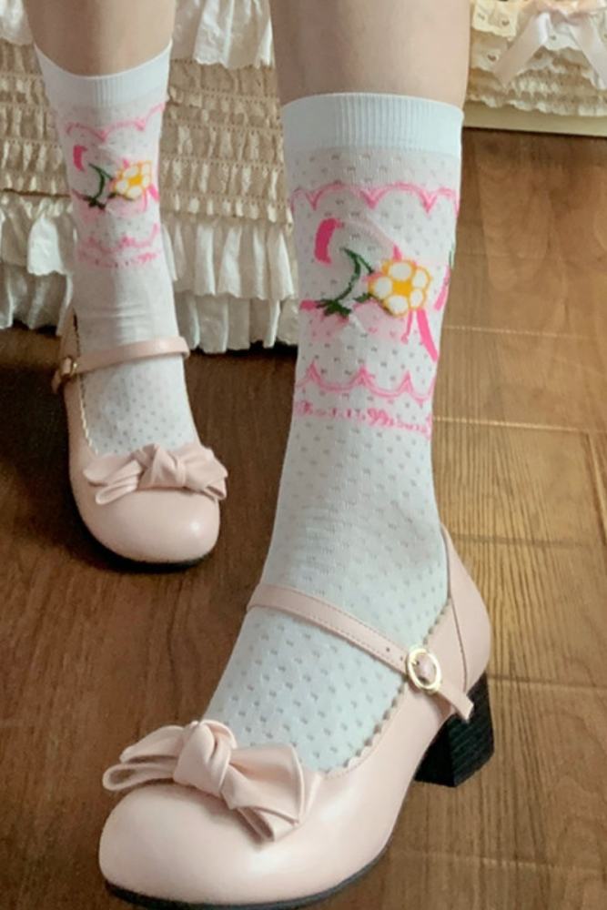 Roji Strawberry Cotton Lolita Prints Socks 3 Colors