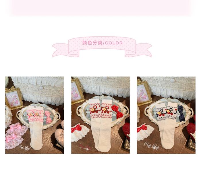 Roji Strawberry Cotton Lolita Prints Socks 3 Colors