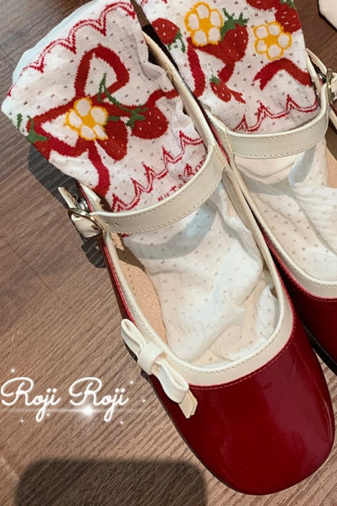 Roji Strawberry Cotton Lolita Prints Socks 3 Colors