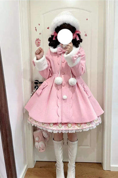 Sweet Waist Shaping A-shaped Wool Lolita Coat